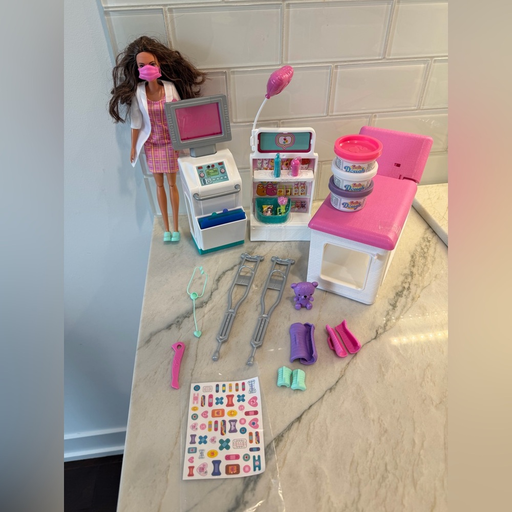 Barbie Toy Doctor Playset with cast molds, dough and stickers